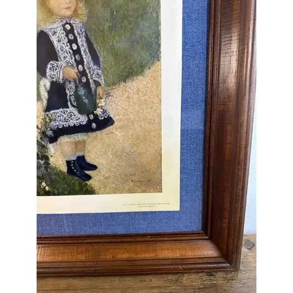 Vintage Renoir Girl with a Watering Can Framed Art Print National Cottage Core